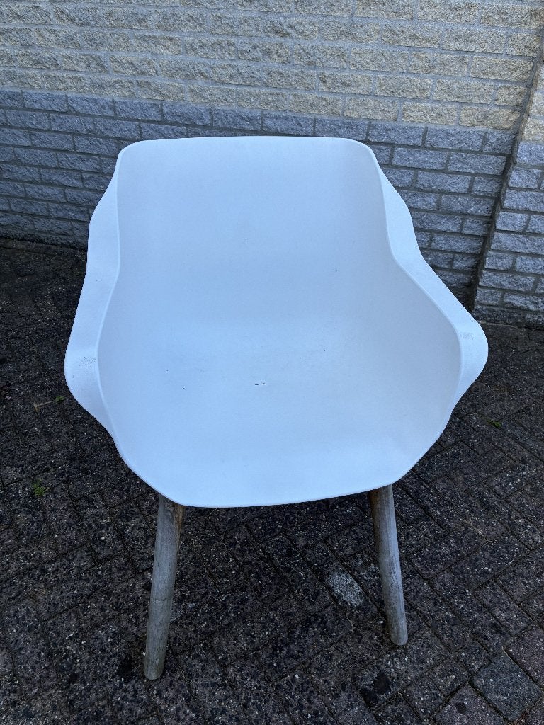 6 Witte kuipstoeltjes, Ophalen, Gebruikt, Kunststof