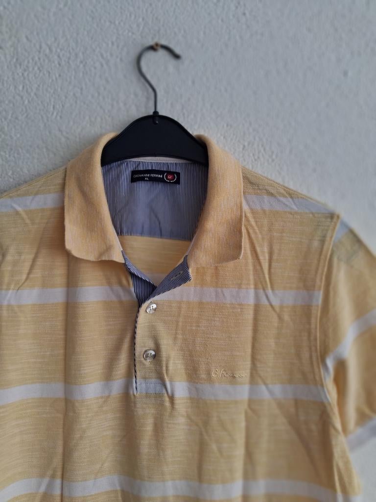 Giovanni Ferrini Polo Shirt XL Geel/Wit Gestreep, Kleding | Heren, Geel, Maat 56/58 (XL), Ophalen of Verzenden, Zo goed als nieuw