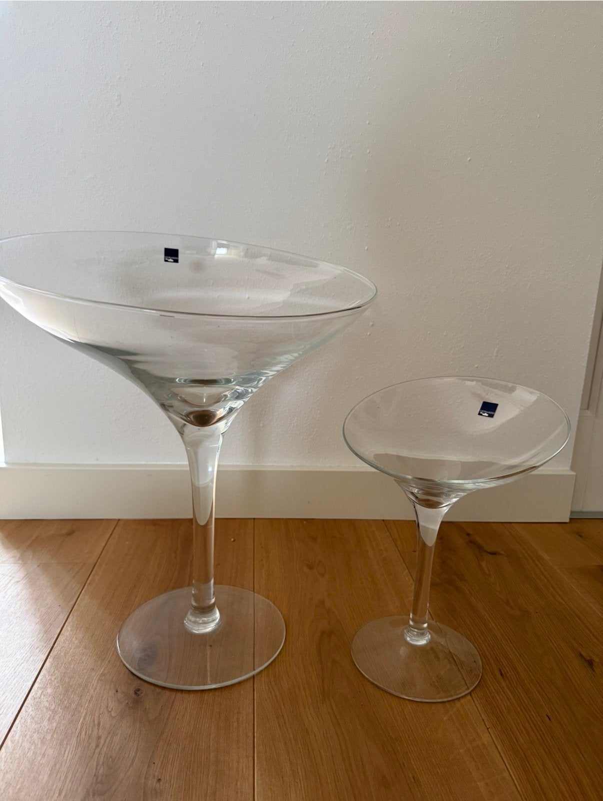 Grote glazen vaas op voet - leonardo 30cm en 45cm, Ophalen, Gebruikt, Op voet, Transparant