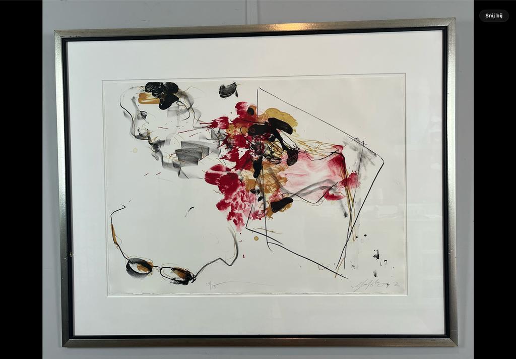 Ger Lataster (1920-2012) “De Bril” Zeefdruk 85 X 105 cm, Antiek en Kunst, Ophalen