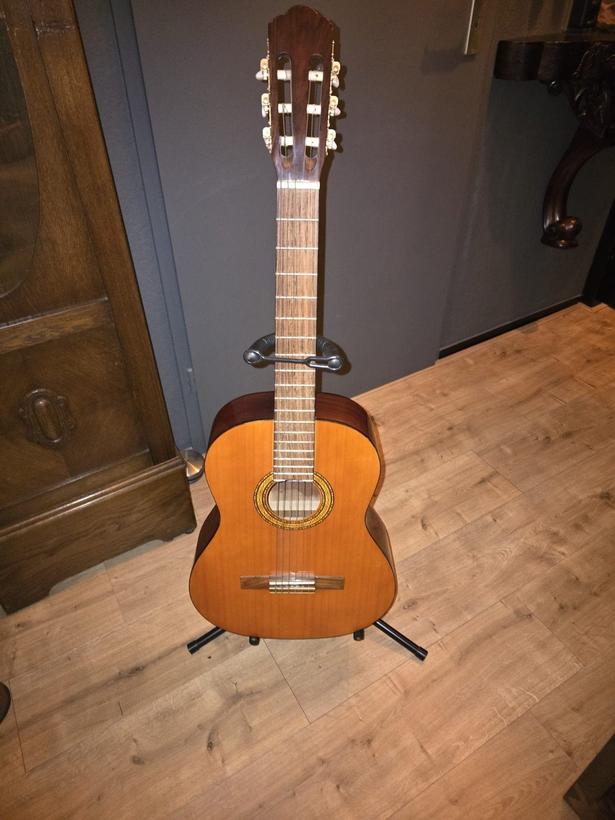 Gitaar met standaard., Ophalen of Verzenden, Klassieke of Spaanse gitaar
