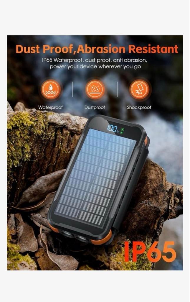 Sounix 20000mAh Powerbank met 4 Opvouwbare Zonnepanelen, Ophalen of Verzenden, Nieuw, Apple iPhone