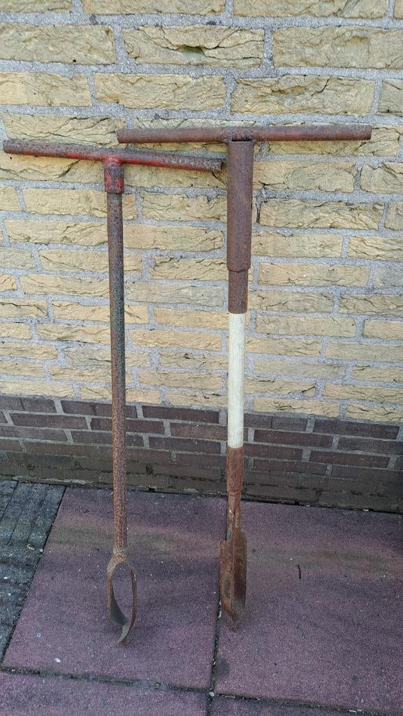 Set van 2 Vintage Grondboren - Handboor voor Palen, Ophalen, Gebruikt, Grondboor, Onbekend