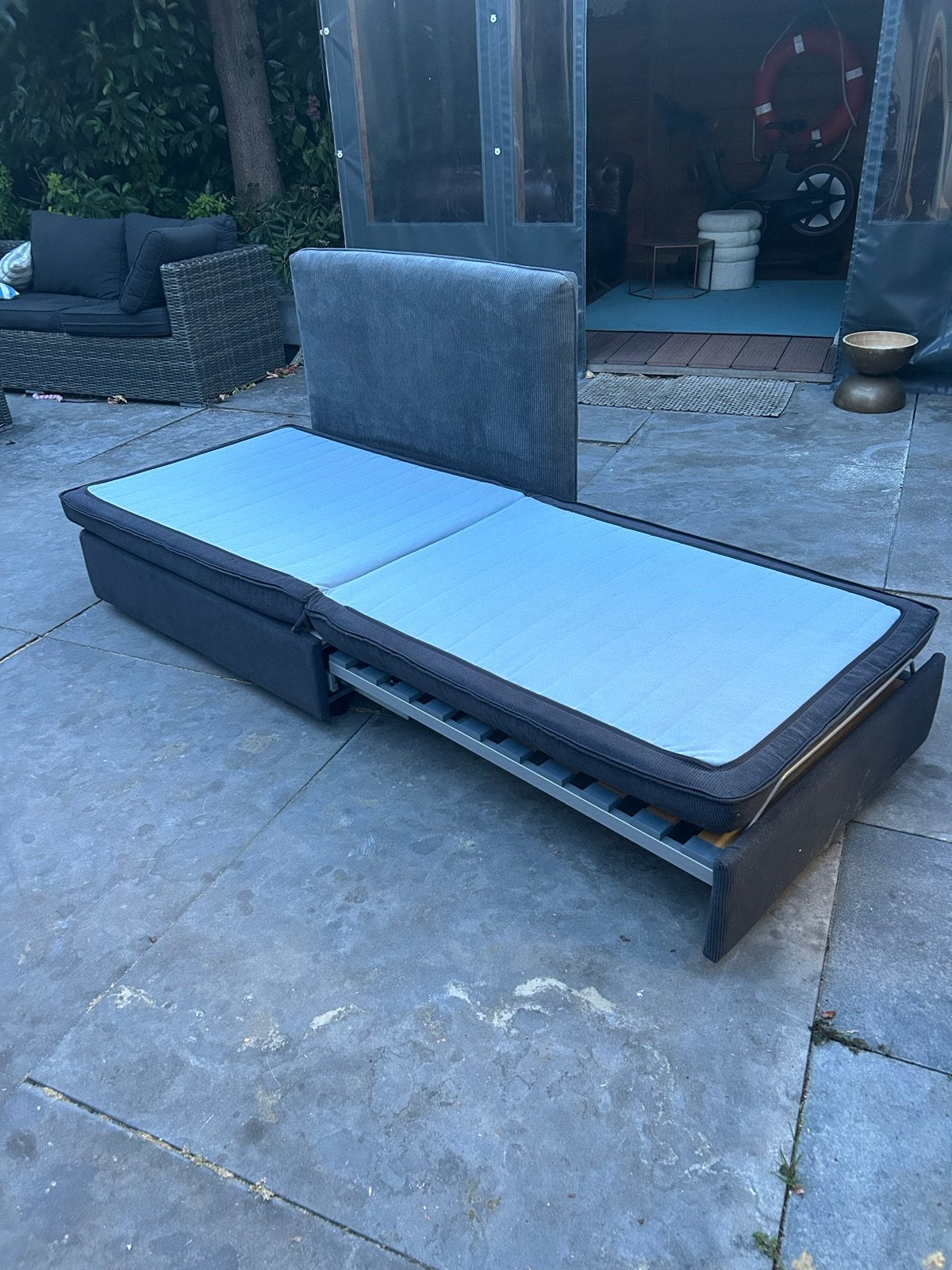 IKEA Vallentuna slaapbank / zitmodule - Donkergrijs, Ophalen, Gebruikt, Eenpersoons, 80 cm