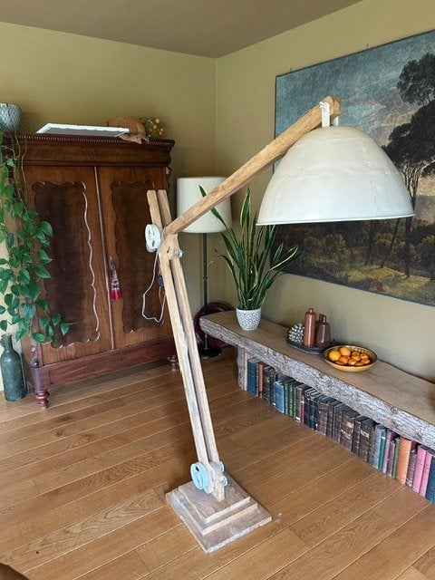 Lamp, Ophalen, Zo goed als nieuw, Hout, 150 tot 200 cm