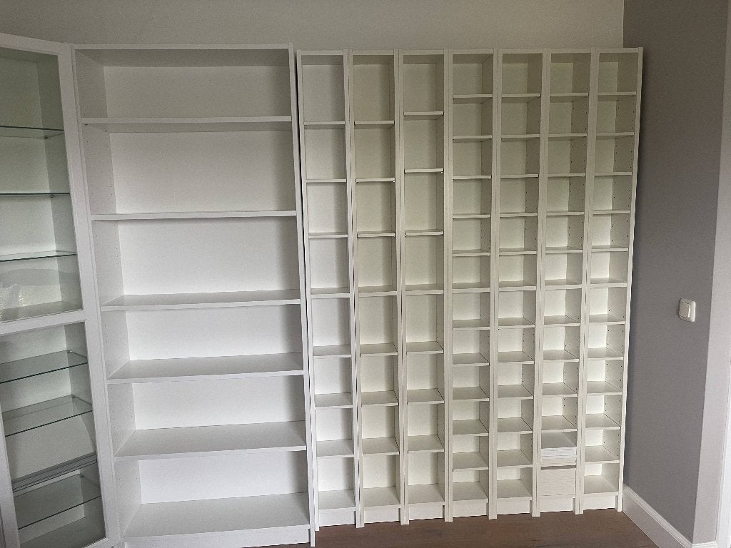 Ikea Billy boekenkast 3 stuks (glas 1x), cd kast wit 7 stuks, Ophalen, 200 cm of meer, Overige houtsoorten, 50 tot 100 cm
