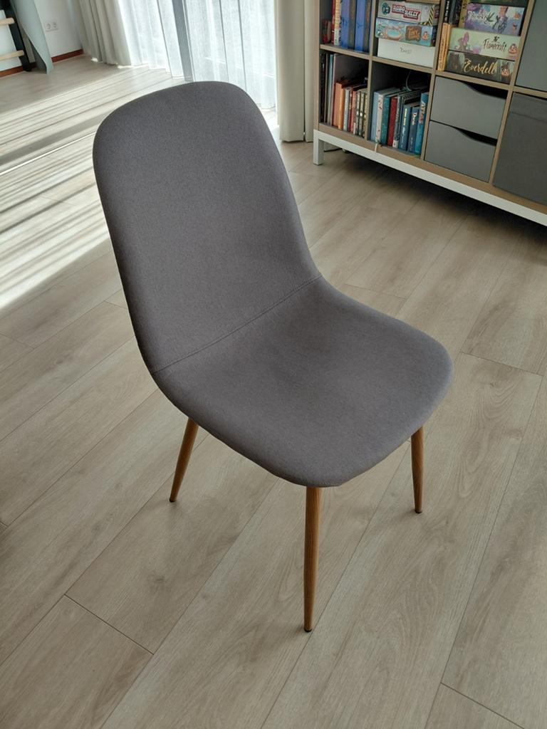 JYSK eetkamerstoel JONSTRUP grijze stof/naturel eiken kleur, Ophalen, Scandinavisch, Zo goed als nieuw, Grijs