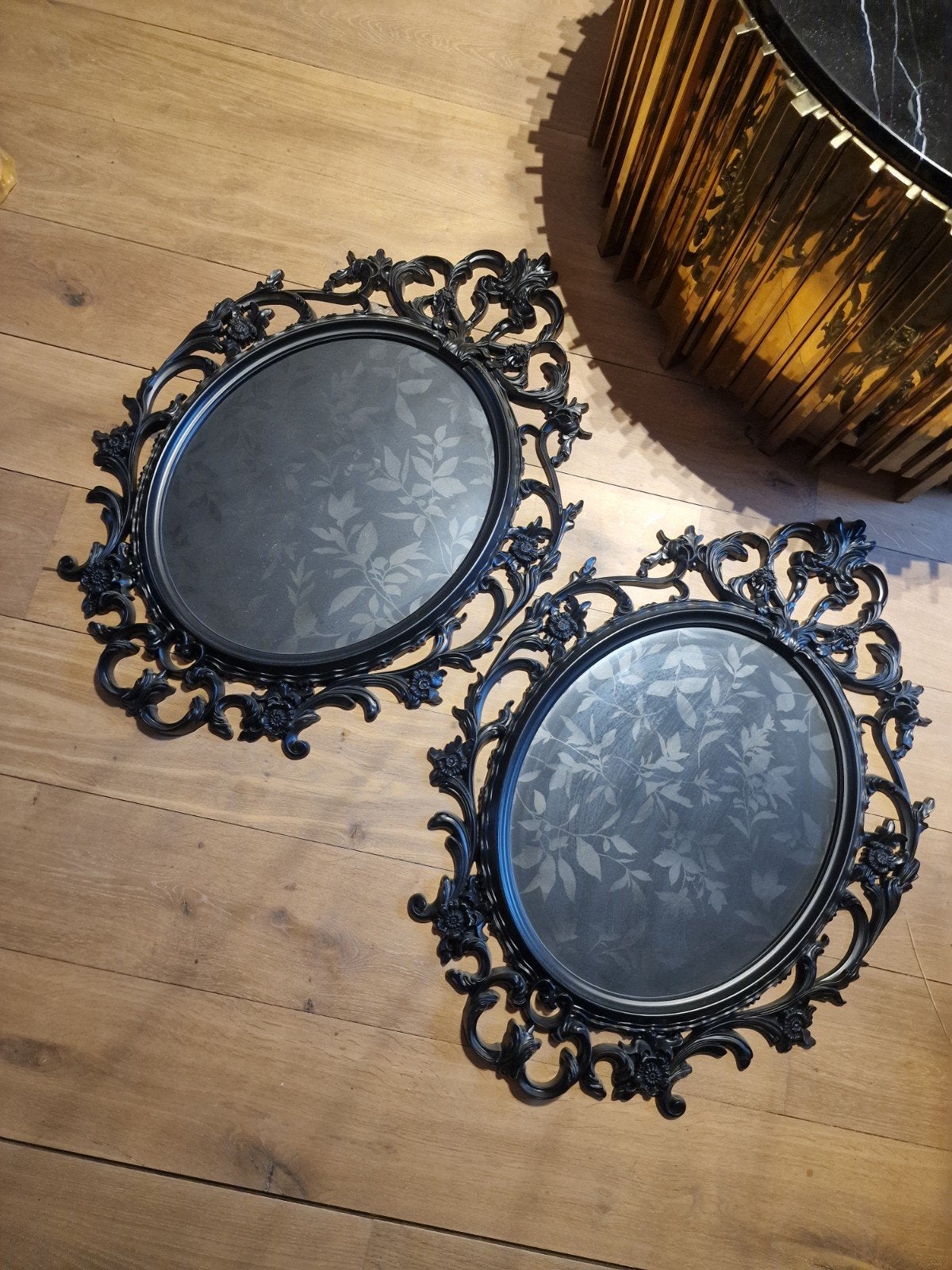Set van 2 Grote Fotolijsten Zwart Barok Stijl, Ophalen, Zo goed als nieuw, Minder dan 100 cm, Ovaal