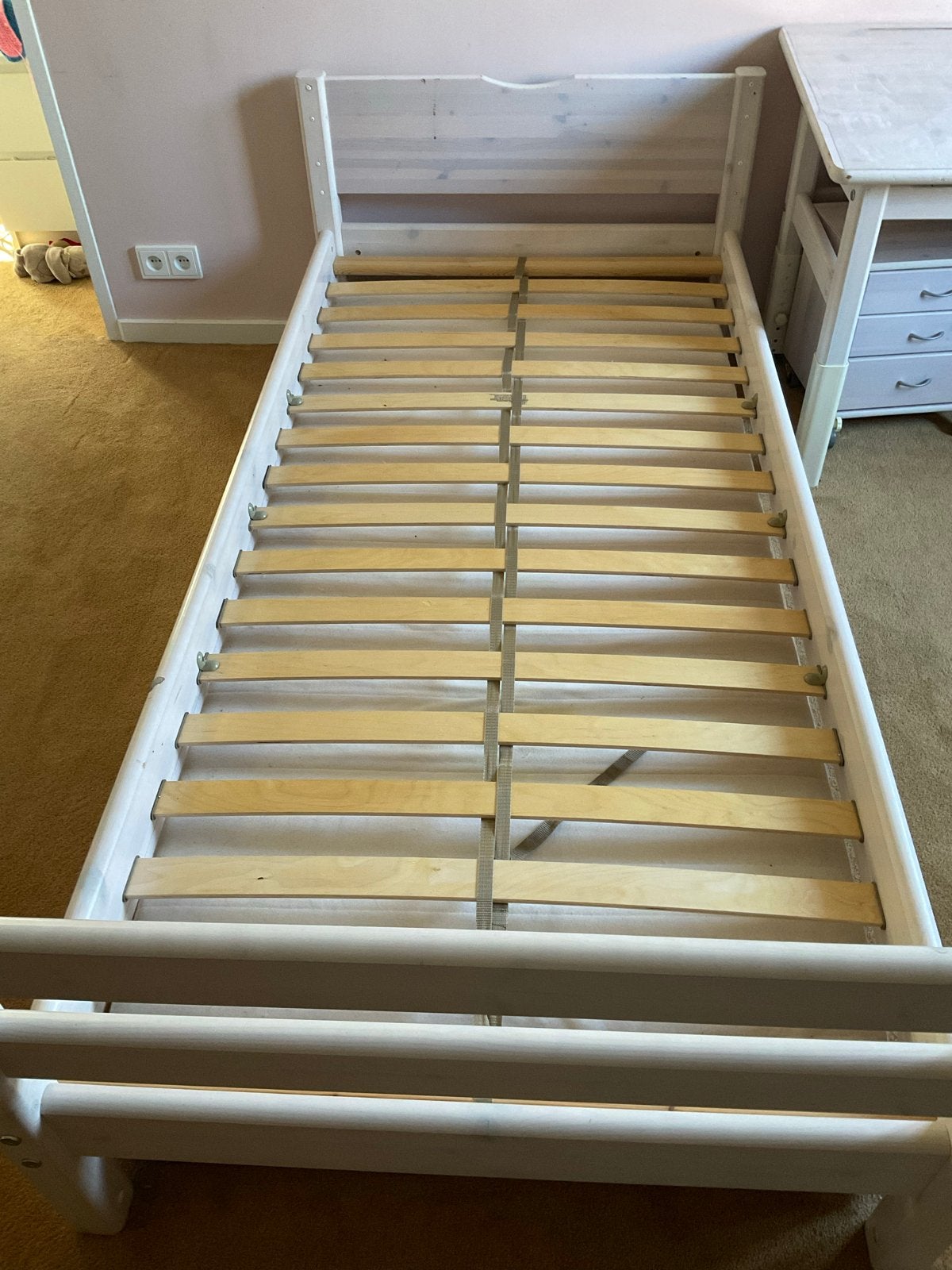 Flexa bed met uitschuifbaar logeerbed - Wit, Ophalen, Gebruikt, 90 cm, Eenpersoons