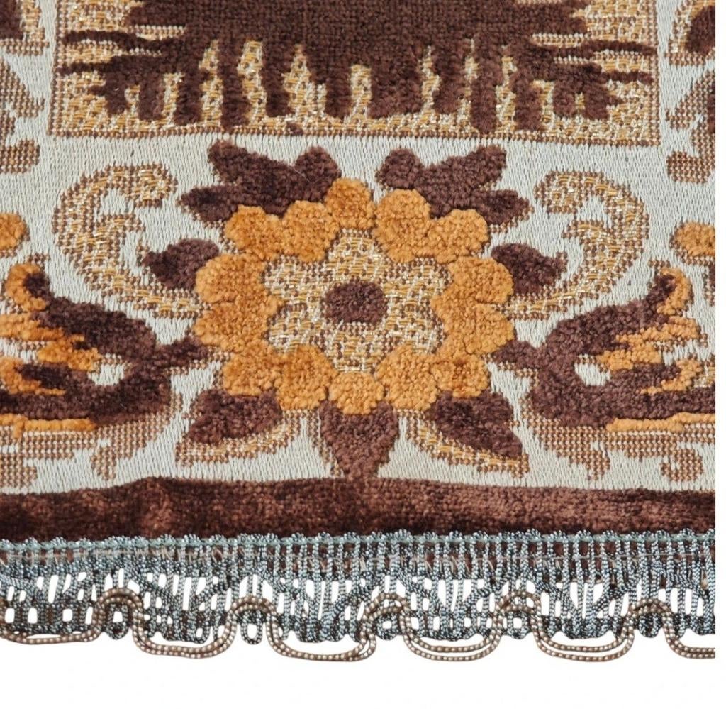 Vintage antiek Frans velours tafelkleed loper 37x72cm, Crème, Minder dan 50 cm, Gebruikt, 50 tot 100 cm