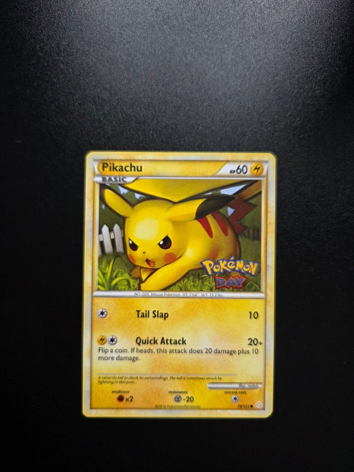 Pikachu 78 Pokemon Day 2010 Promo, Ophalen, Zo goed als nieuw, Booster, Foil