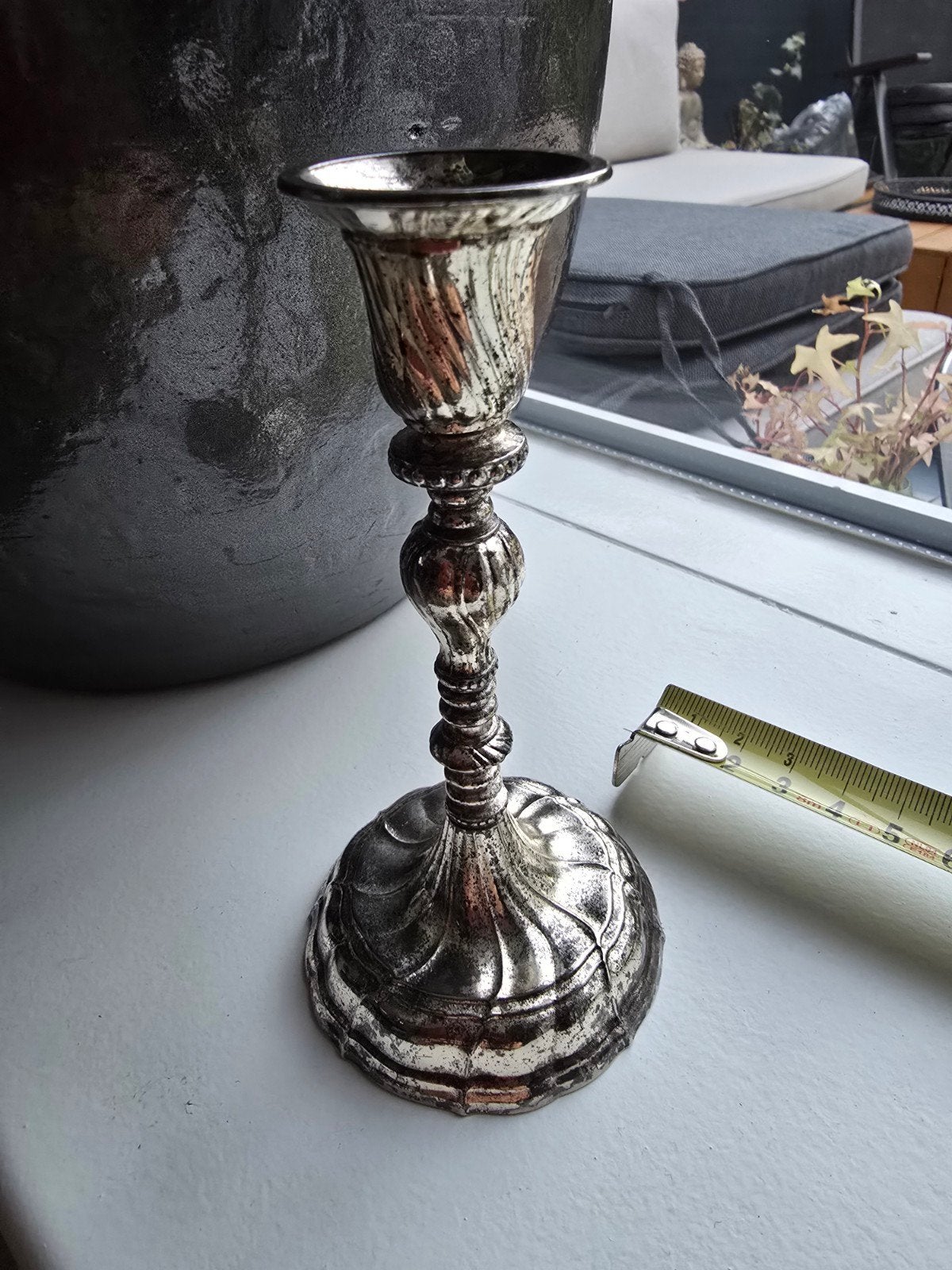 Prachtige vintage verzilverde barok kandelaar (12 cm), Antiek en Kunst, Antiek | Kandelaars, Ophalen of Verzenden