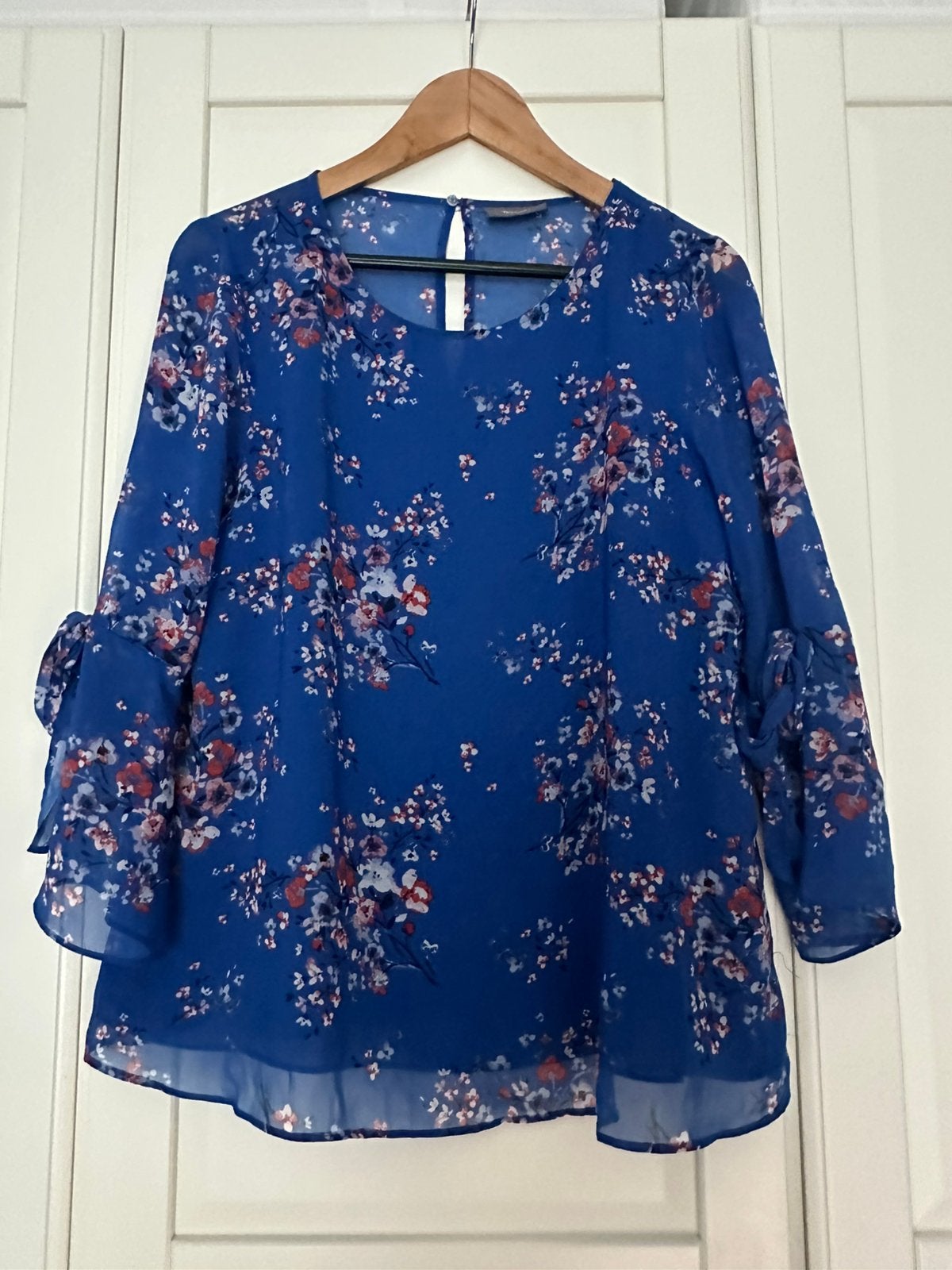 Kobalt kleur blouse met print maat 40 Yessica, Ophalen of Verzenden, Zo goed als nieuw, Maat 38/40 (M), Blauw