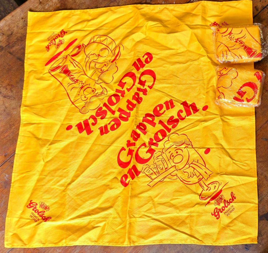 3x Vintage Grolsch "Grappen en Grolsch" Bandana / Kiel, Ophalen of Verzenden, Zo goed als nieuw, Grolsch