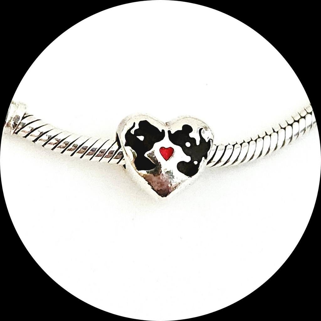 Pandora disney Hart Mickey Minnie Kiss 791443ENMX zwart rood, Gebruikt, Pandora, Ophalen of Verzenden, 1 bedel