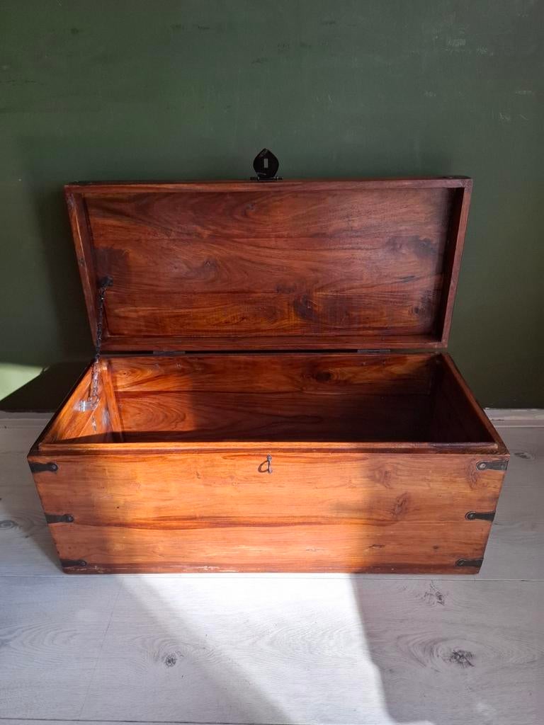 Prachtige vintage teakhouten dekenkist, kist, opbergkist, Huis en Inrichting, Woonaccessoires | Kisten, Gebruikt, Teakhout, Minder dan 50 cm