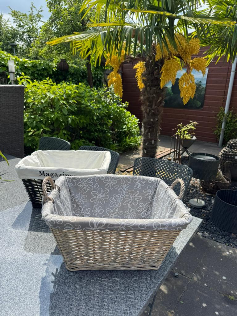 Rieten mand gestoffeerd.. 2 stuks, Ophalen of Verzenden, Zo goed als nieuw, Rond, Riet