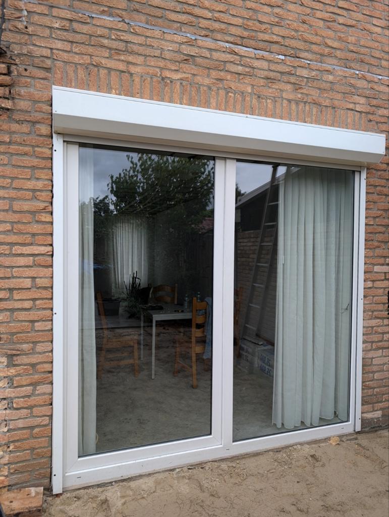 Nette Kunststof Schuifpui 240x240 met HR++ en Rolluik, Doe-het-zelf en Verbouw, Glas en Ramen, Gebruikt, Dakraam, 160 cm of meer