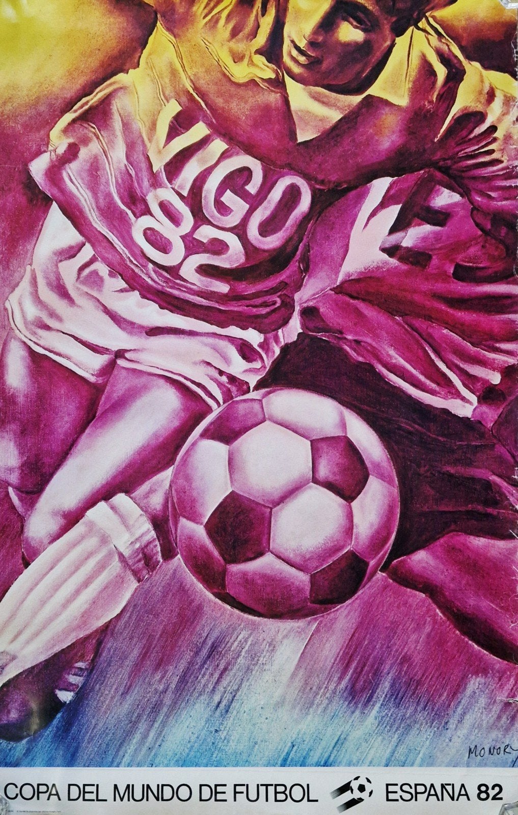 Affiche WK 1982 Vigo - Monory, Verzamelen, Deurposter of groter, Ophalen of Verzenden, Sport, Rechthoekig Staand