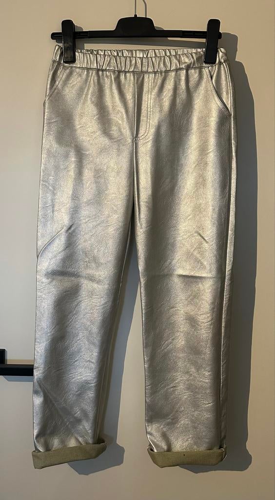 Zeeman - Zilverkleurige PU Broek Baggy Fit | Maat 164, Ophalen of Verzenden, Gebruikt, Meisje, Broek