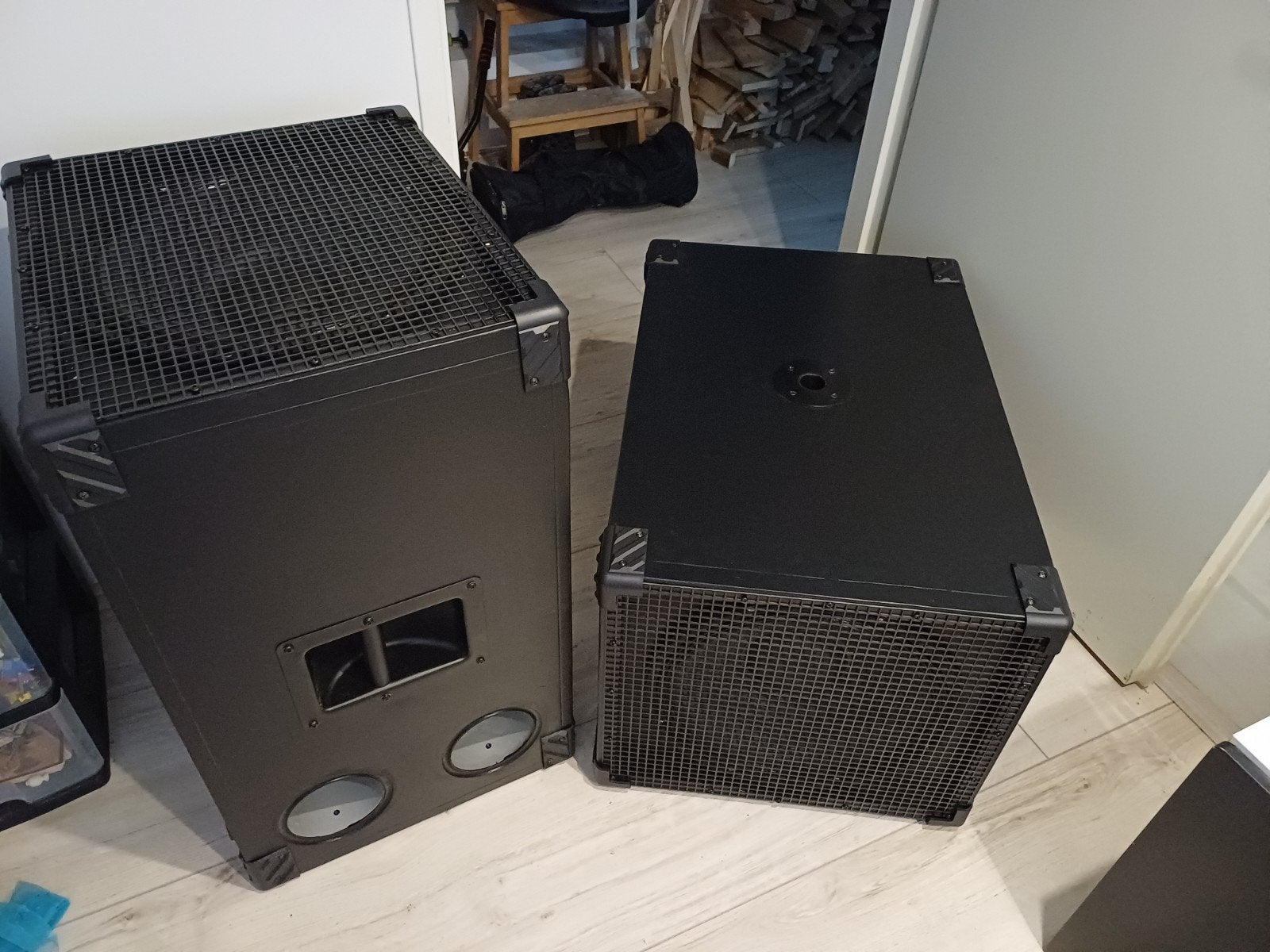 2 stuks passieve zelfbouw subwoofers 600w RMS 130db/spl., Subwoofer, Zo goed als nieuw, Basreflex, Ophalen