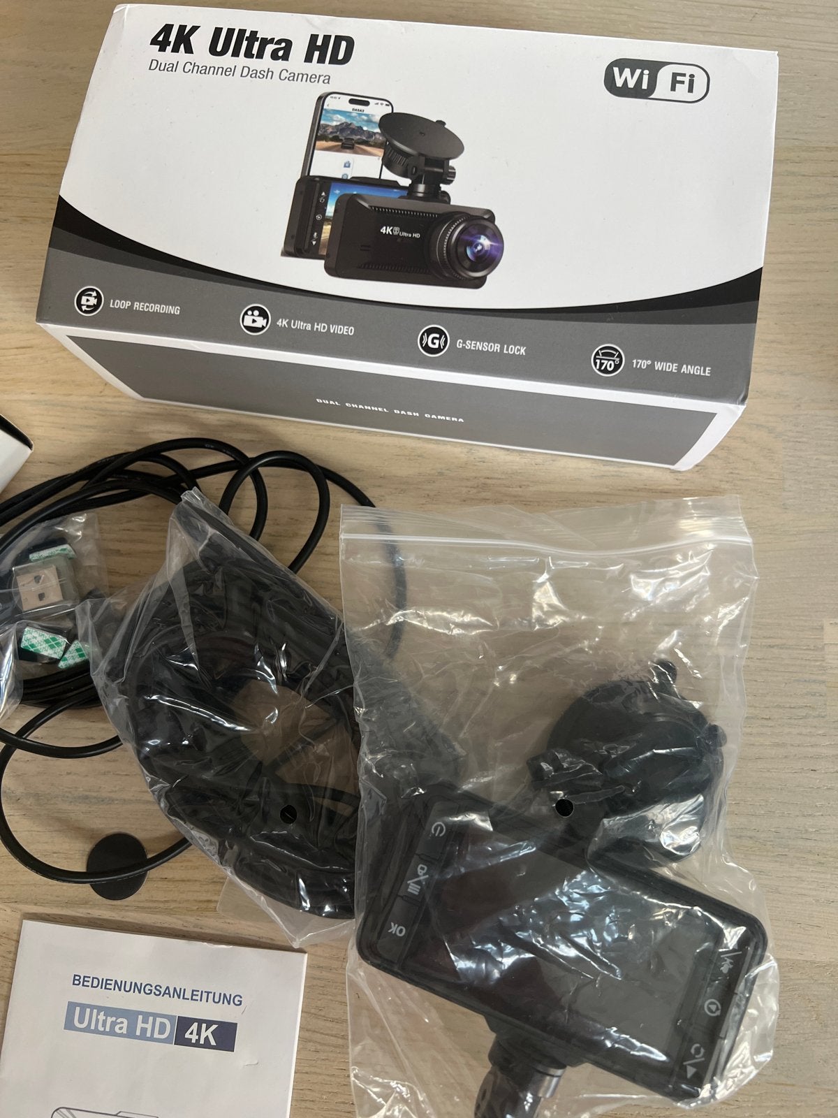 4K Ultra HD Dual Channel Dash Camera met WiFi, Ophalen of Verzenden, Nieuw