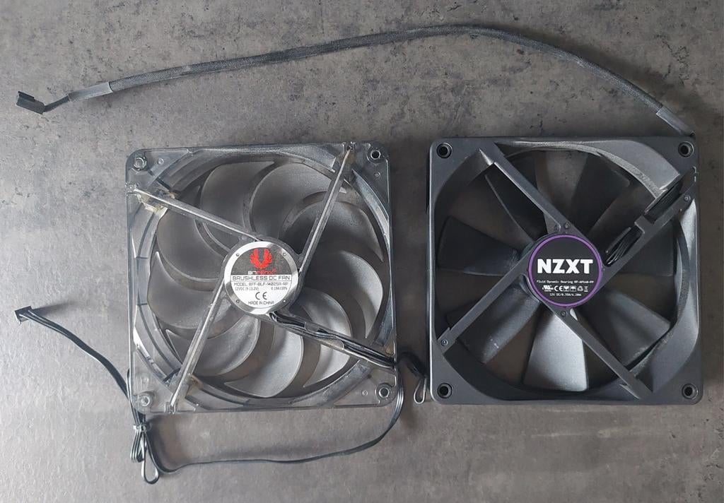 2x 120mm PC case fans – NZXT & BitFenix – goed werkend, Ophalen of Verzenden, Gebruikt, Luchtkoeling