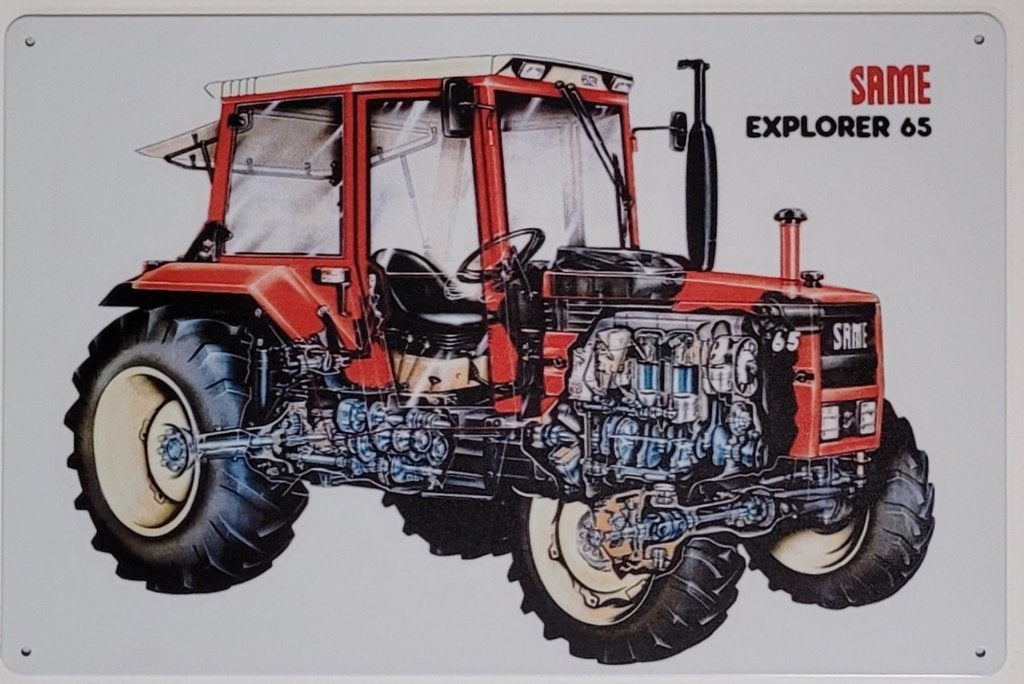 Same Explorer 65 tractor reclamebord van metaal wandbord, Info@deconoord.nl, Deco Noord, Nieuw, Ophalen of Verzenden