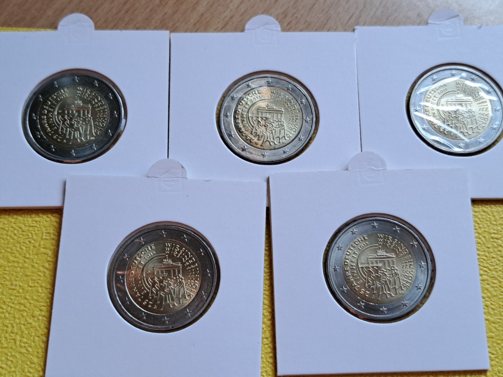 5x 2 euro UNC Duitsland 2015 Duitse Eenheid Serie ADFGJ, Postzegels en Munten, Ophalen of Verzenden, Duitsland, 2 euro