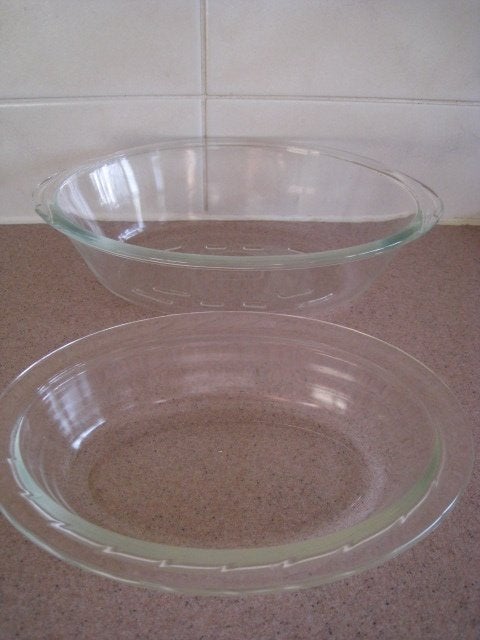 2x Pyrex ovenschaal, in glas, groot en klein, Ophalen of Verzenden, Gietijzer, Overige typen