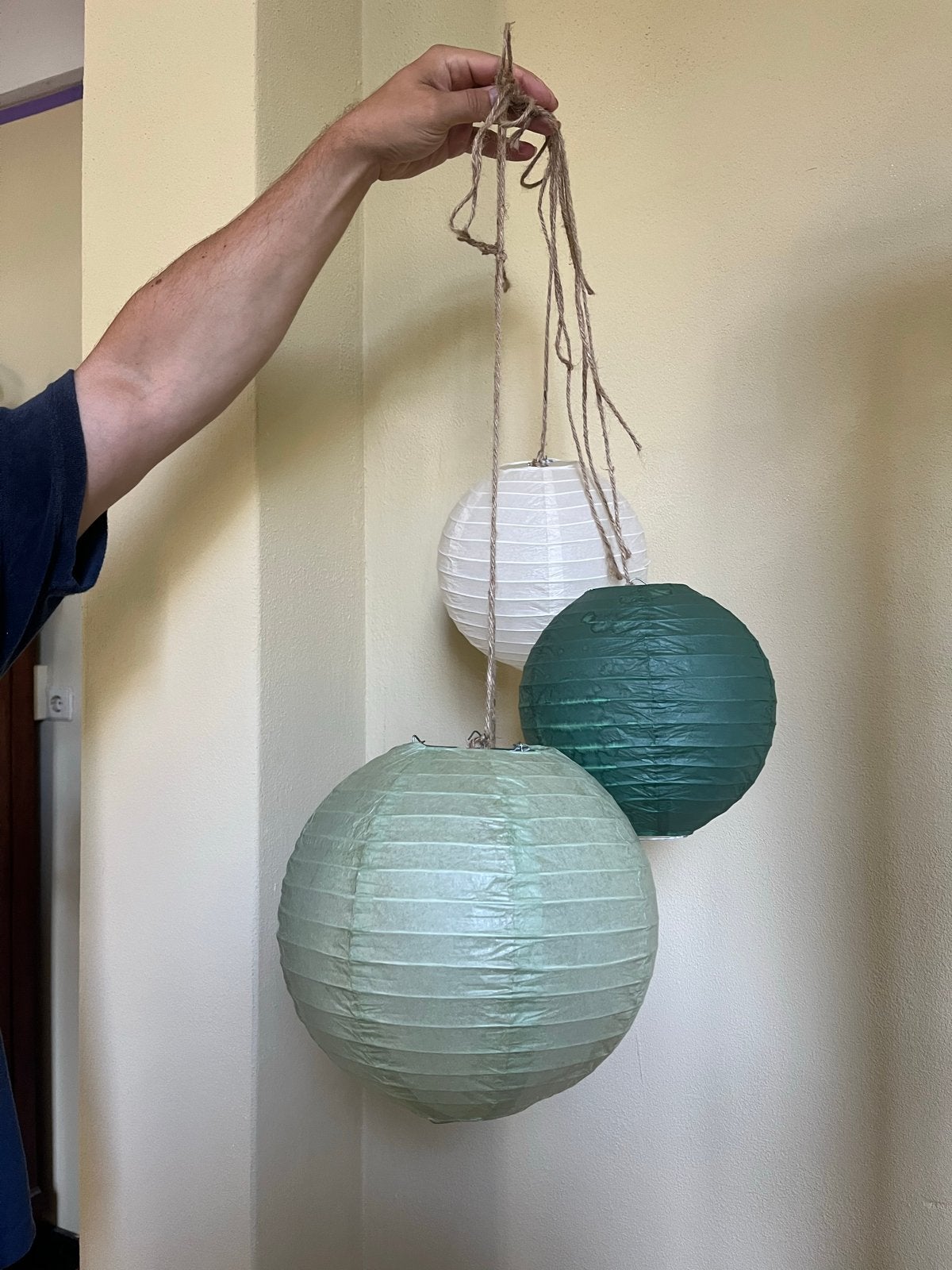 Lampionnen groen, goud en wit - Bruiloft decoratie, Ophalen, Zo goed als nieuw, Versiering, Geboorte of Huwelijk