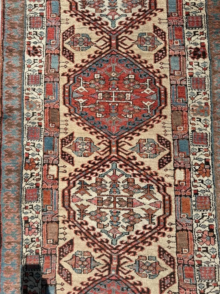 Antieke Meshkin loper – 32595cm– elegante crème achtergrond, Gebruikt, Wol, 200 cm of meer, Crème