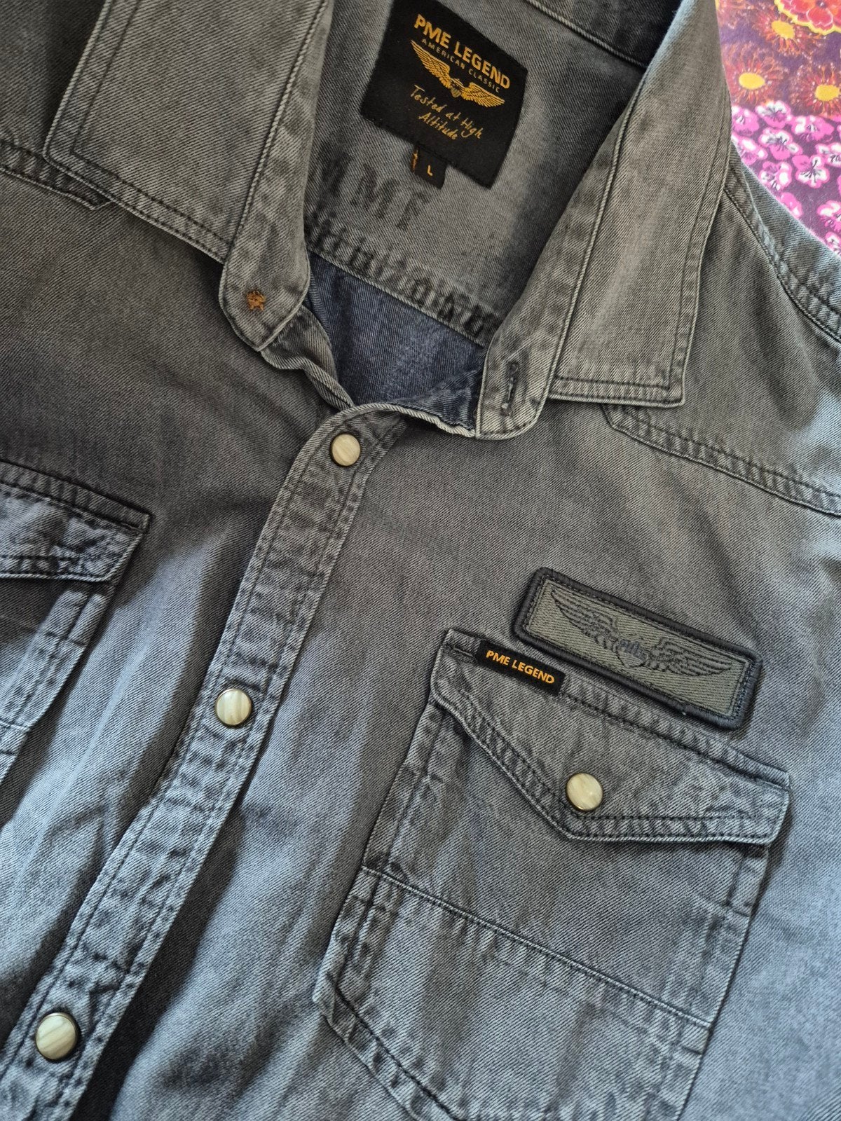Pme Legend Pall Mall jeans Spijkerblouse maat L, Kleding | Heren, Overhemden, ., Ophalen of Verzenden, Zo goed als nieuw, Halswijdte 41/42 (L)