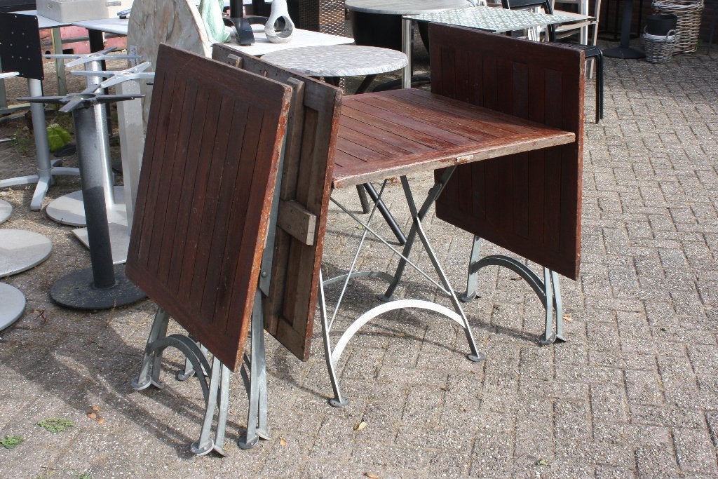 6x terrastafel klaptafel tuintafel metaal teakhout horeca