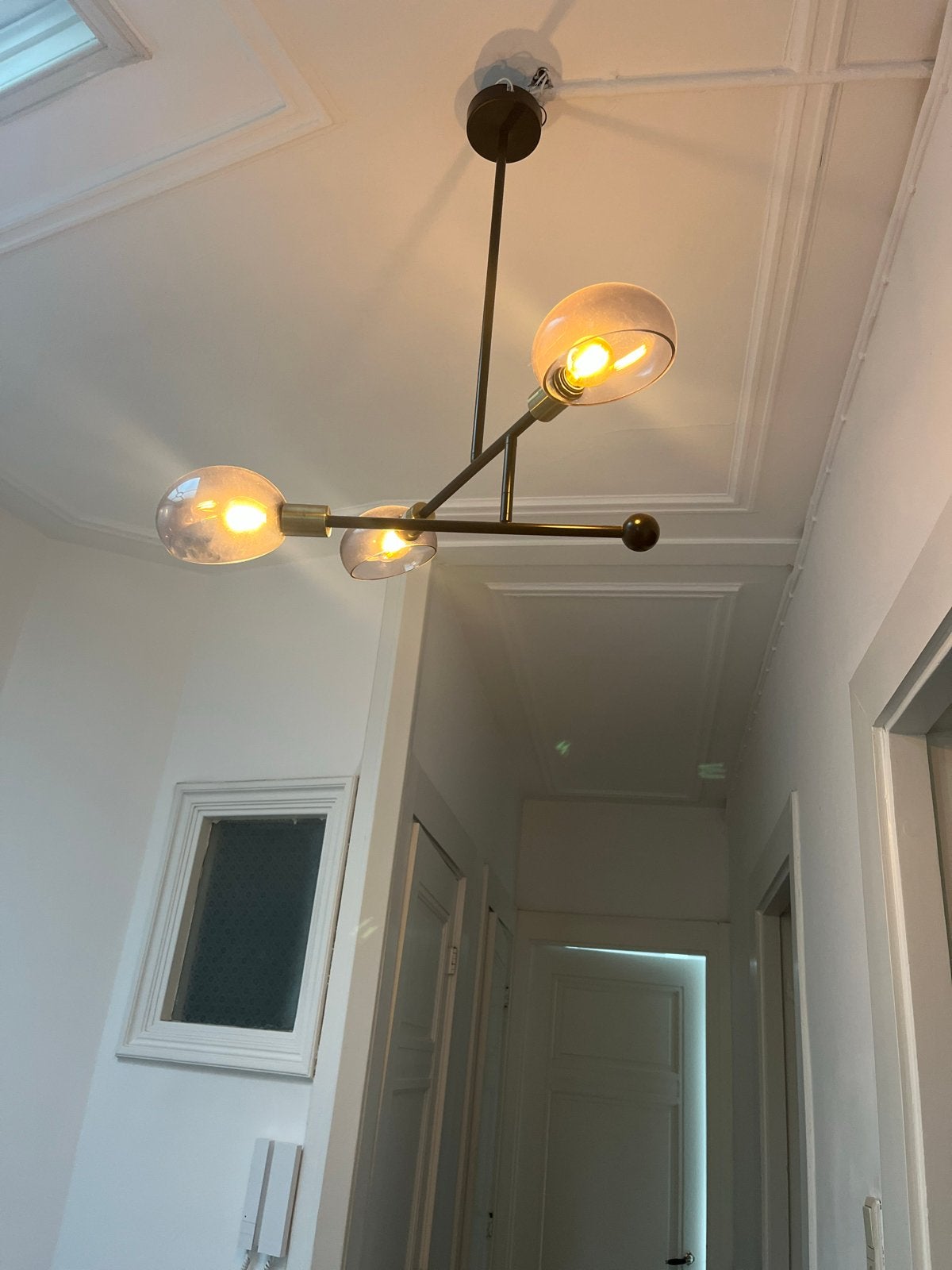 Moderne Hanglamp met 3 Lichtpunten - Zwart, Ophalen, Zo goed als nieuw, Glas, E27 (groot)