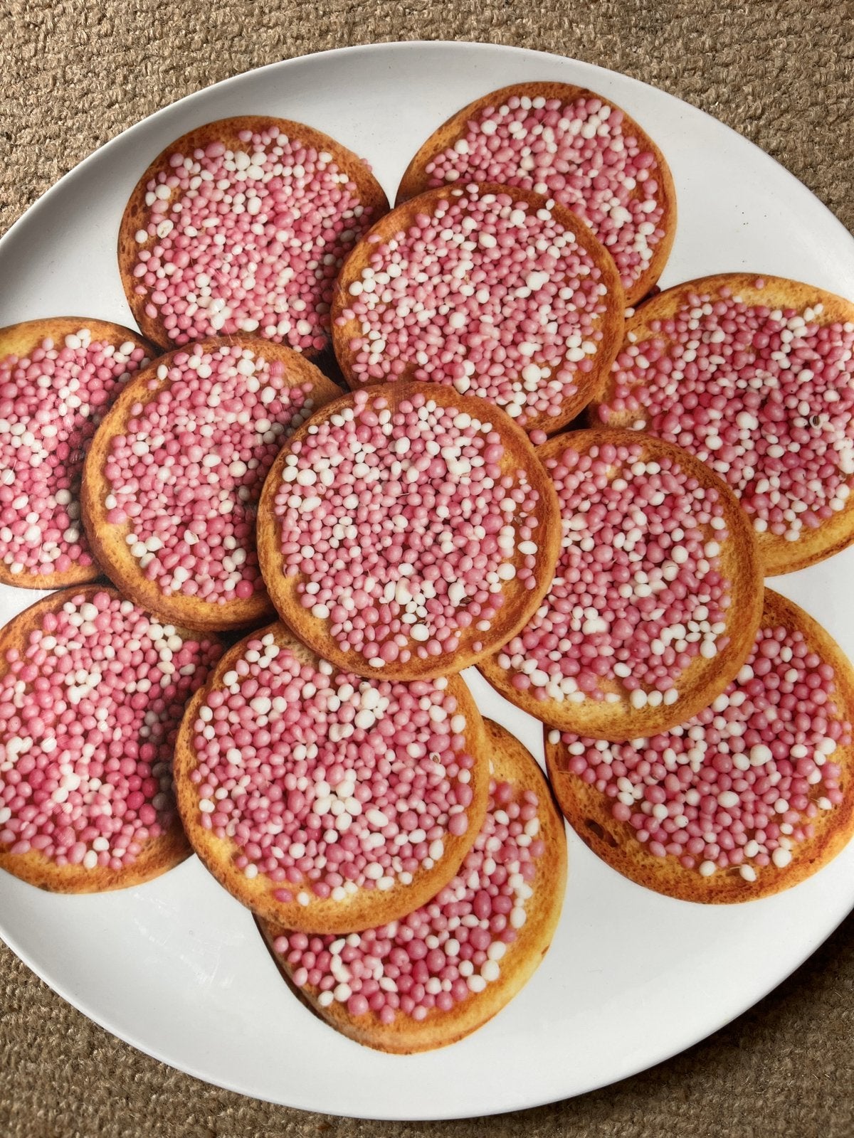 Bord voor beschuit met muisjes - Roze, Ophalen, Gebruikt, Kunststof, Bord(en)
