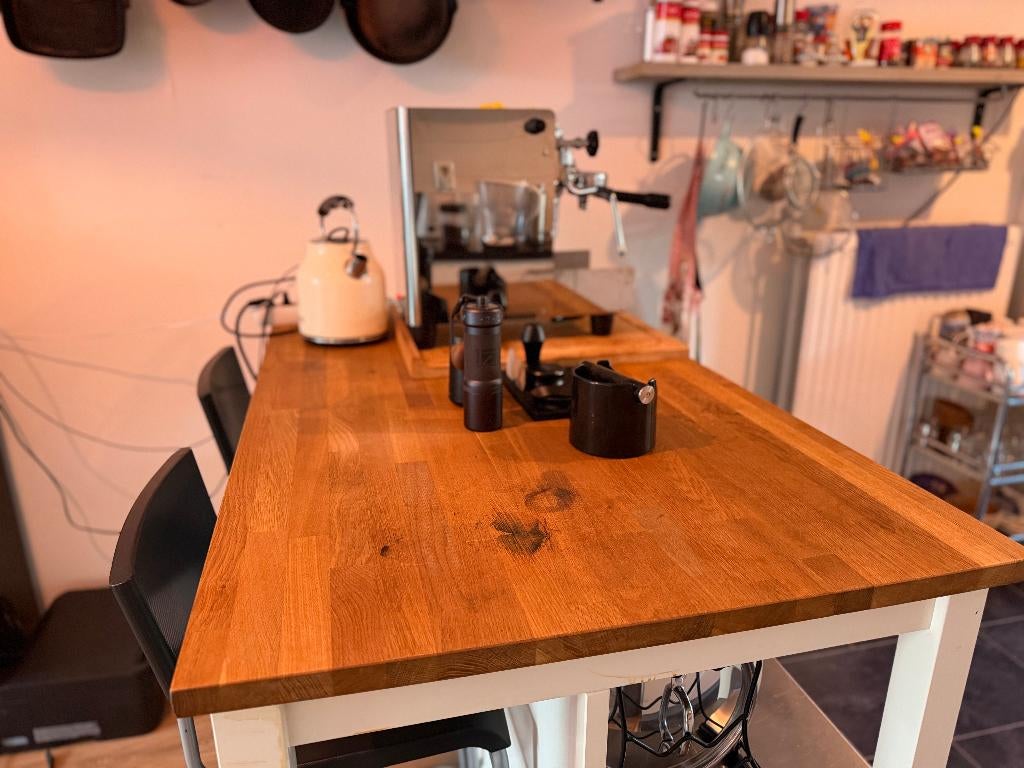 IKEA keukenmeubel / kookeiland met massief houten blad, Ophalen, Gebruikt, 100 tot 150 cm, 75 cm of meer