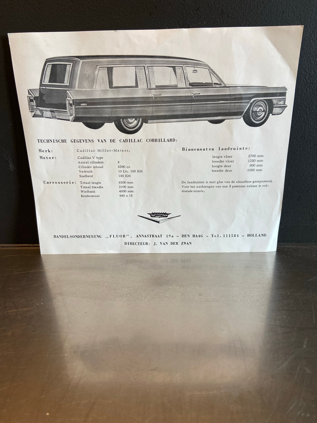 Cadillac Corbillard Insteek Folder Begrafenis Auto, Ophalen of Verzenden, Gelezen, Algemeen