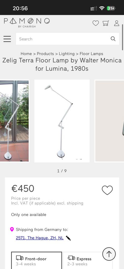 Zelig Terra Vloer Lamp by Walter Monica voor Lumina, 1980s, Ophalen, Zo goed als nieuw