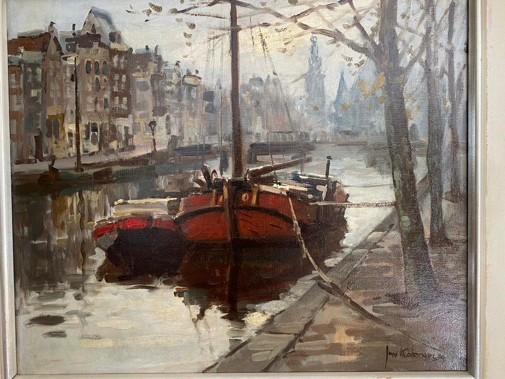 Schilderij 'Gezicht op de Prinsengracht' door Jan Korthals, Antiek en Kunst, Kunst | Schilderijen | Klassiek, Ophalen