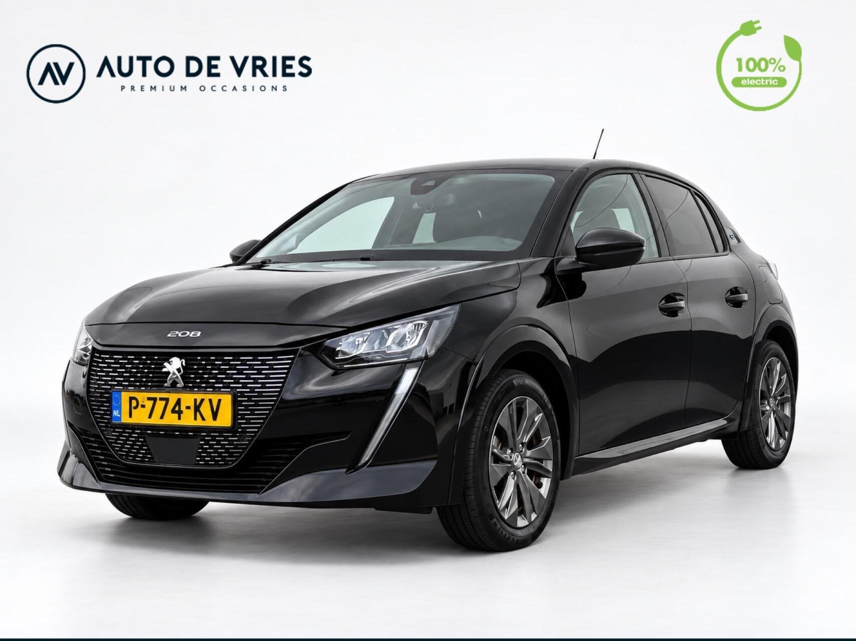 Peugeot e-208 EV Allure Pack 50 kWh 3-fase | SOH 92% | Navig, Dealer onderhouden, 136 pk, Gebruikt, Zwart