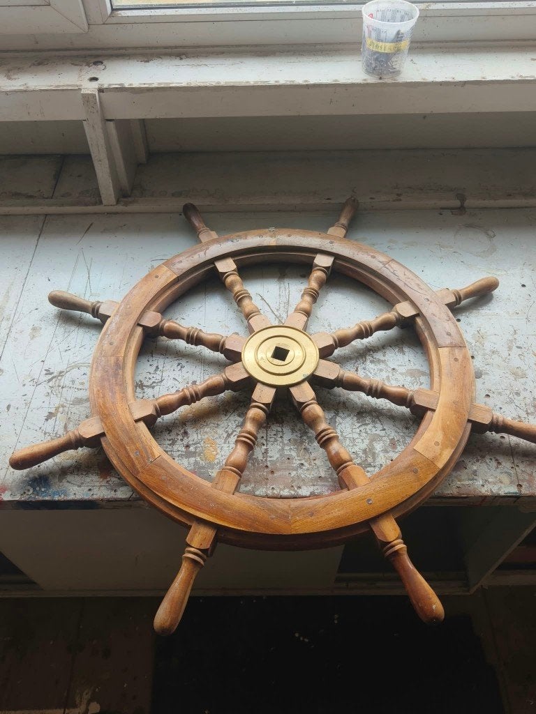 Houten stuurwiel boot - 100 cm - gebruikt, Ophalen, Gebruikt, Overige typen