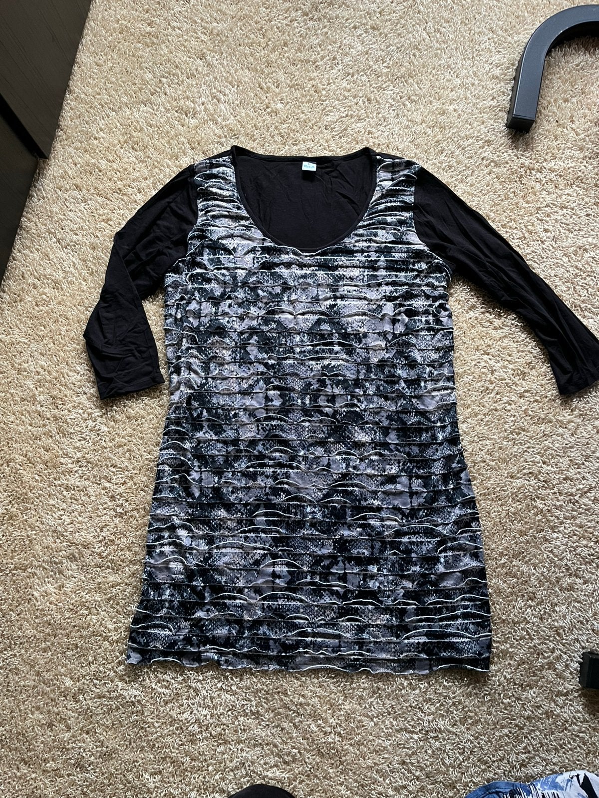 MS mode tuniek/ lange top zwart- wit mt. L, Kleding | Dames, Ophalen of Verzenden, Zo goed als nieuw, Maat 42/44 (L), Zwart
