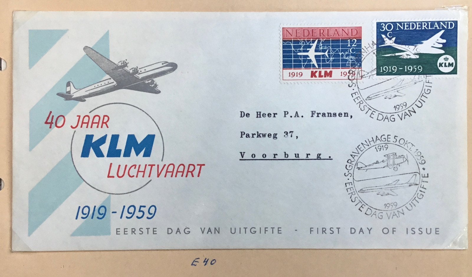 Eerste dag envelop kavel E19, Postzegels en Munten, Ophalen of Verzenden, Beschreven, Nederland