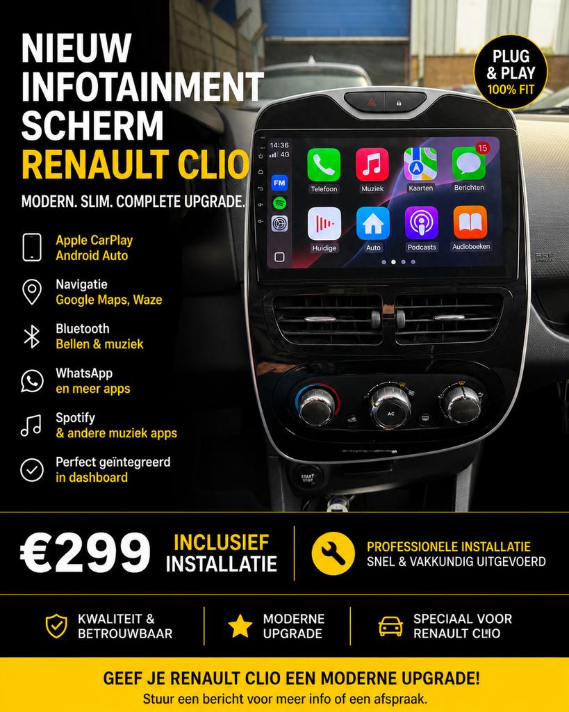 Nieuw CarPlay Scherm Renault Clio - CarPlay & Android A, Auto diversen, Autoradio's, Ophalen of Verzenden, Nieuw