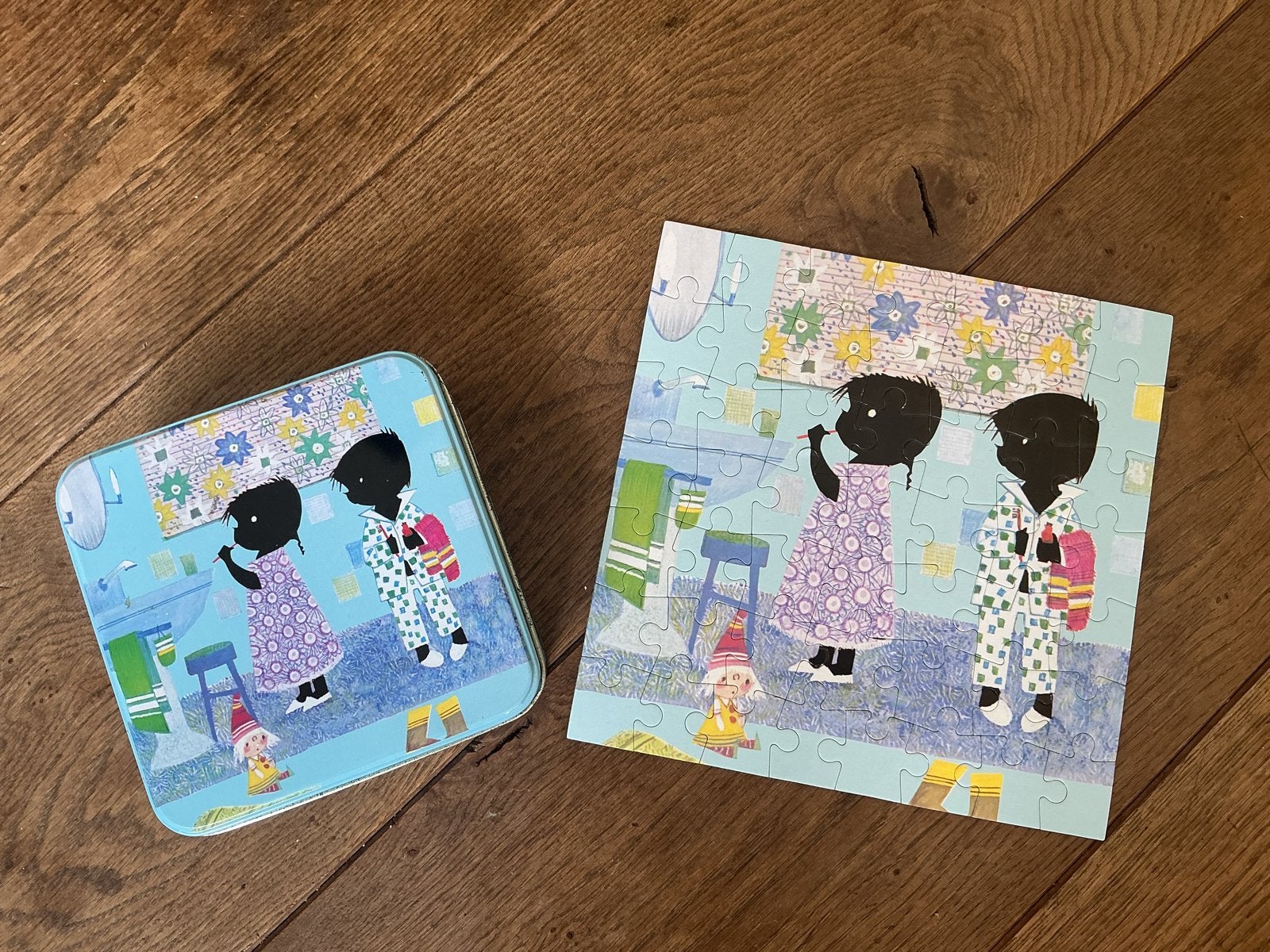 Jip en Janneke Puzzel "Tanden Poetsen" in Bewaarblik, Ophalen of Verzenden, 10 tot 50 stukjes, Zo goed als nieuw, 4 tot 6 jaar