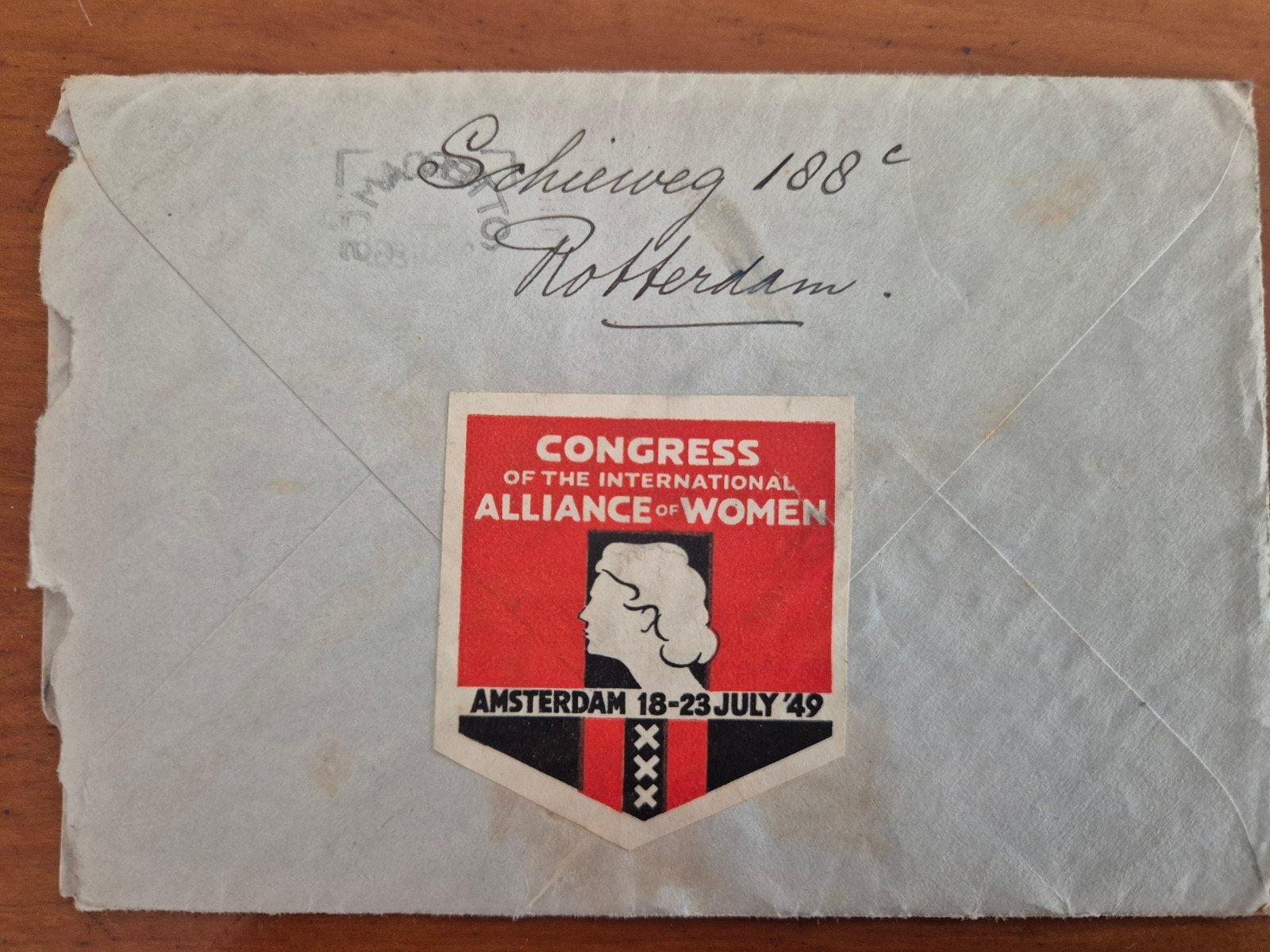 AMSTERDAM 1949 SLUITZEGEL CONGRESS ALLIANCE OF WOMEN VROUWEN, Ophalen of Verzenden, Overige thema's