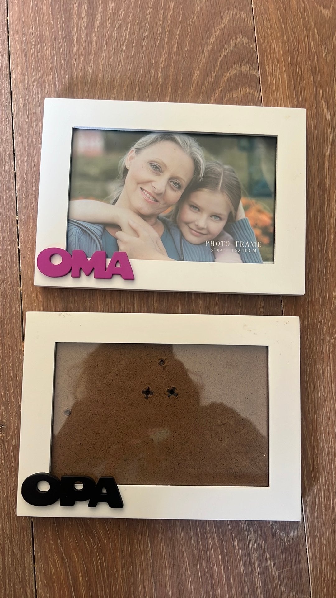 Fotolijstjes 2x opa en oma, Standaard fotolijst, Ophalen of Verzenden, Zo goed als nieuw, Met glas