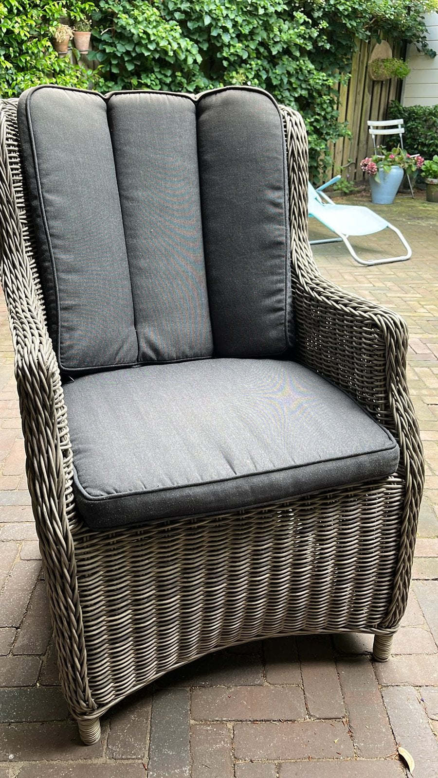 Dining tuinstoelen 8 st met kussens z.g.a.n., Ophalen, Zo goed als nieuw, Wicker