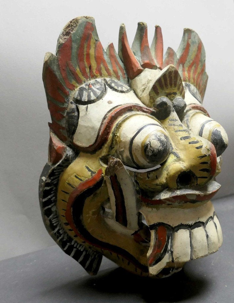 Tribal masker MQ5 origineel antiek oud Topeng Barong Demoon, Ophalen of Verzenden